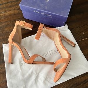 Stuart Weitzman Ballet suede 100 square Nudist Heels